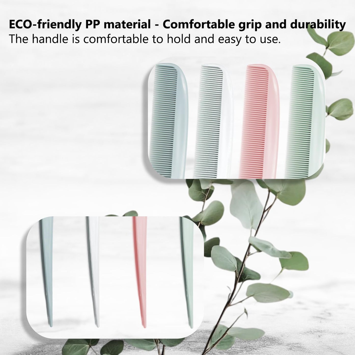 4 Pack Hair Parting Combs, Hair Styling Beauty Tools, Rat Tail Combs, Foldable Comb for Travel, Stylist (White,Pink,LightBlue,LightGreen)