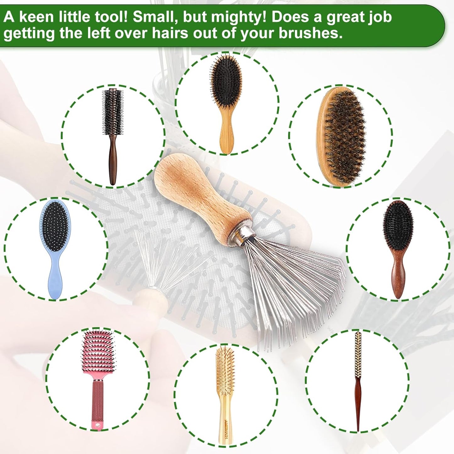 Bamboo Detangling Hairbrush and Wide Tooth Comb Set - Promotes Hair Growth, for Women, Men, Thick, Thin, Curly, Dry Hair - Cleaner Included