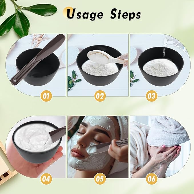8Pcs Black Facial Mask Mixing Bowl with 8Pcs Spatulas,Silicone Mud Mask DIY Containers,Skincare Products Makeup Kit,Cosmetic Beauty Tool for Home Use,Salon,SPA,Microwavable
