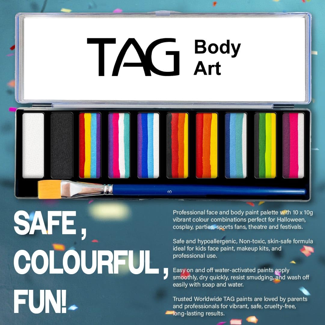 1 Stroke Palette 10 x 10g Face and Body Paint