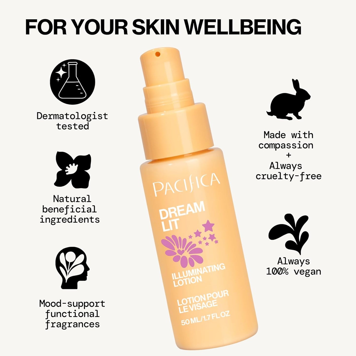 Pacifica Dreamlit Illuminating Facial Lotion – Vitamin C & Niacinamide Brightening Moisturizer for Radiant Glow - Natural Dewy Finish Hydrates & Minimizes Pores - Lightweight Daily Face Cream, Vegan