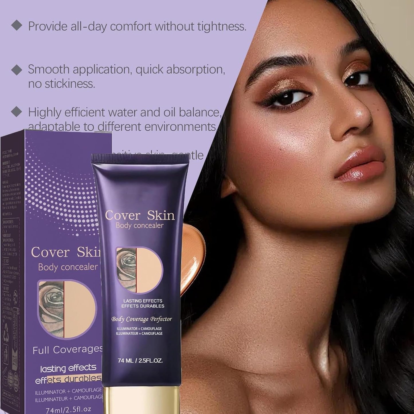 Waterproof Body Concealer For Legs And Body, Professional Long-Lasting Tattoo Cover Up Concealer, Suitable for Tattoos, Scars and Vitiligo, Invisible and Natural, Makeup Waterproof