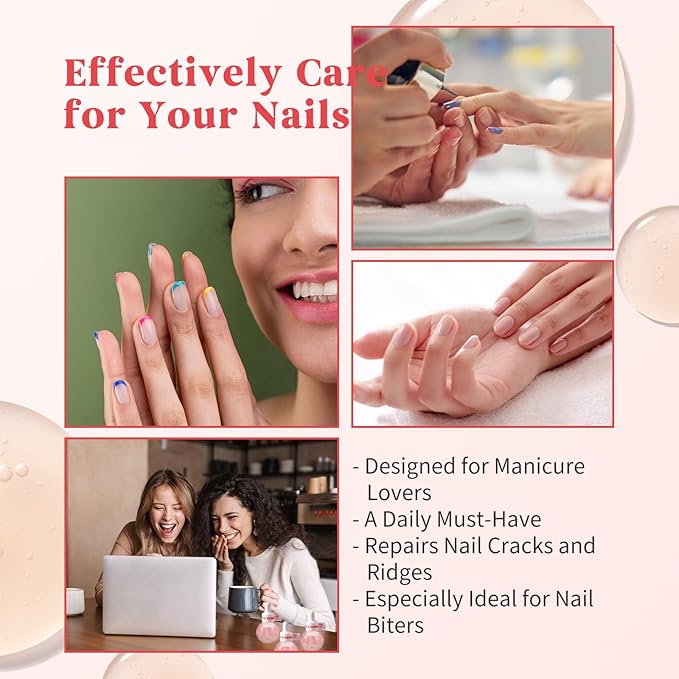 Nail Strengthener,Nail Polish Repair Growth & Conditioning Treatment for Thin,Weak,and Damaged Nails, Nail Ridge Filler Base Coat