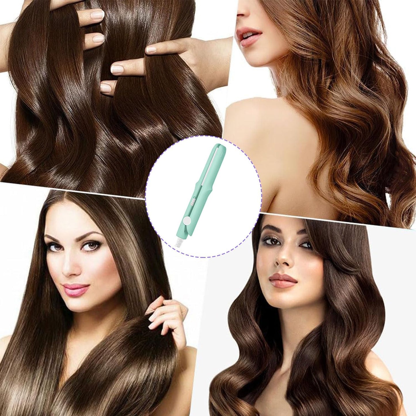 2025 New 2 in 1 Mini Dual Purpose Curling Iron, Mini Curling Wand Flat Iron Hair Straightener, Portable Travel Curl Wand for Women Short and Long Hair (Green)