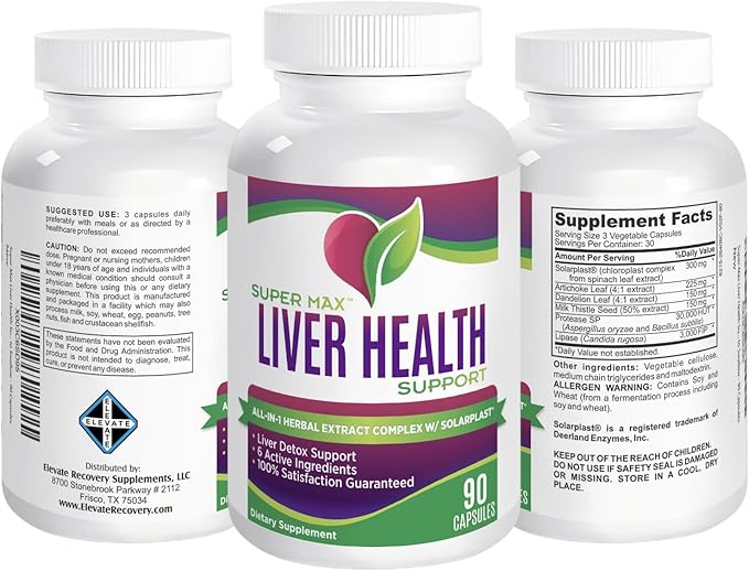 Liver Health Support Supplement (All-in-1) 6 Active 90 Capsules