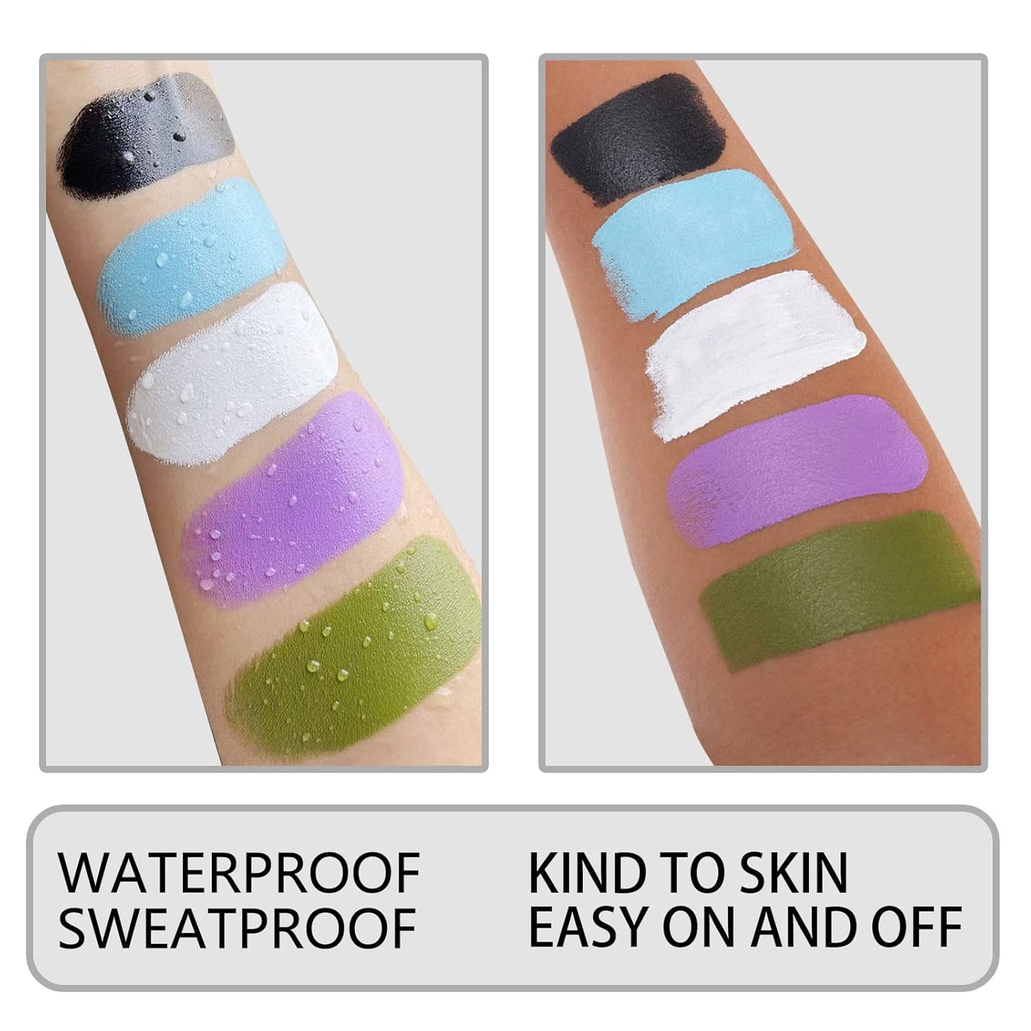 MEICOLY Light Blue Face Body Paint Stick(1.06 Oz),Baby Blue Face Paint Sadness,Sweatproof Waterproof Pale Blue Body Paint for Corpse Bride Halloween SFX Avatar Sally Makeup,Eye Black Stick