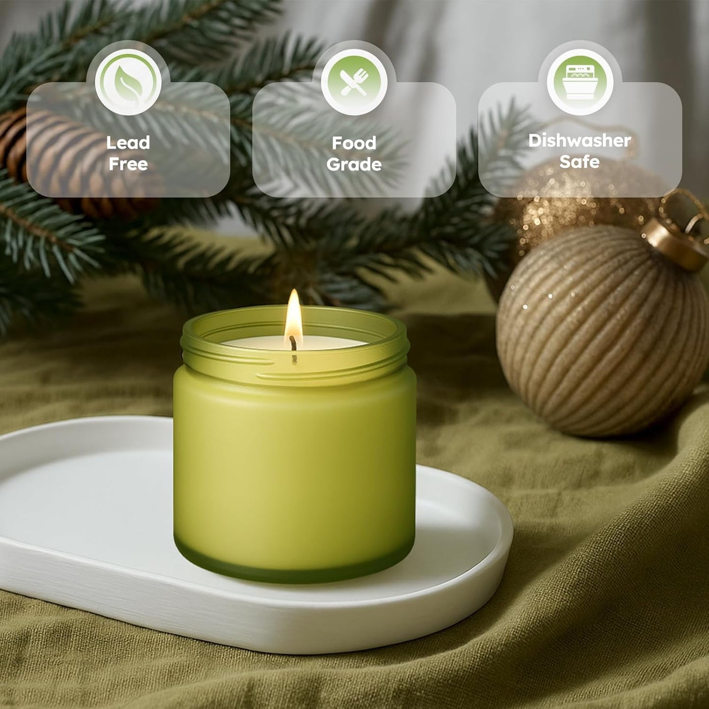 Tecohouse 4 oz Glass Jars with Lids, 48 Pack Green Canning Mason Jars with Lids, White Labels & Inner Liners, Empty Airtight Round Clear Slime Containers for Spice, Lotion, Ointments