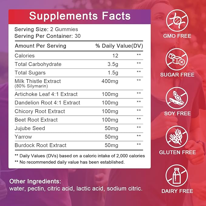 Liver Support Gummies with Milk Thistle 80% Silymarin