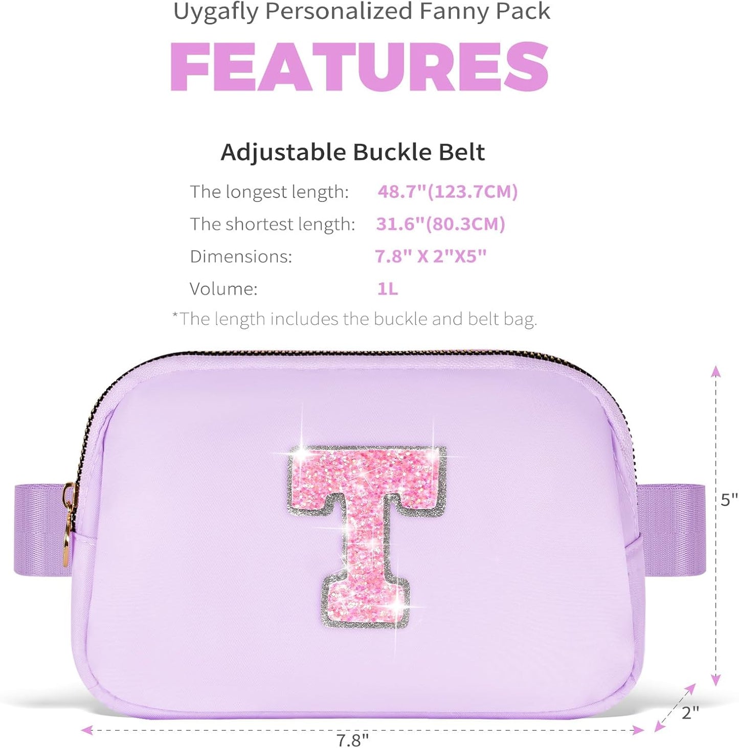 Gifts for Girls Teens Kids - Birthday Gifts for Daughter Sister Her,Teen Girl Essentials,Travel Essentials,Cute Teen Trendy Stuff Waist Packs Belt Bag Crossbody Bag | Lavender,Initial T