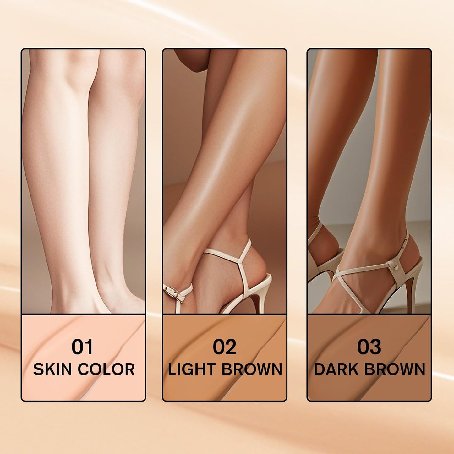 Leg Makeup Waterproof with Brush, No Transfer Body Makeup for Legs Full Coverage Waterproof Concealer, Scar & Tattoo Cover Up for All Skin Tones, Long Lasting Makeup (#03)
