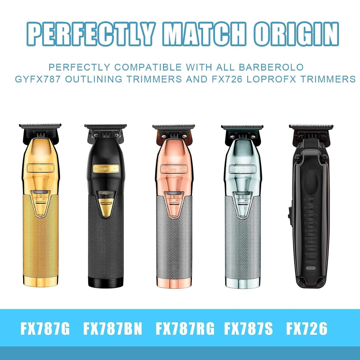FX707Z Replacement Blades Compatible with BaBylissPRO FX787 & FX726 Trimmers, for Outlining Hair Trimmers (FX787) - blue