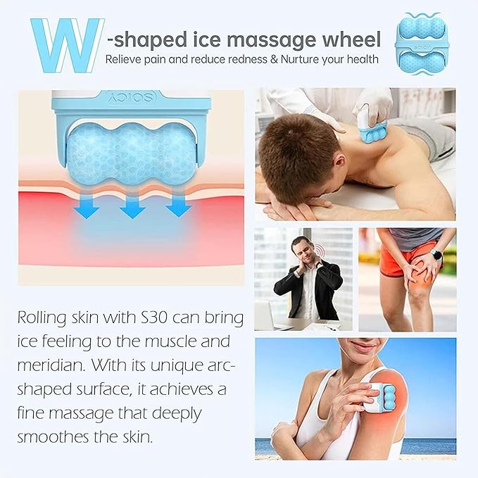 Ice Roller for Face and Eye Mini Portable Cool Facial Roller Personal Skin Care Tools with 2 in 1 Roller and Carry Case to Reduce Puffiness and Relief Migraine, Pain. Women Mother Gift (Blue)