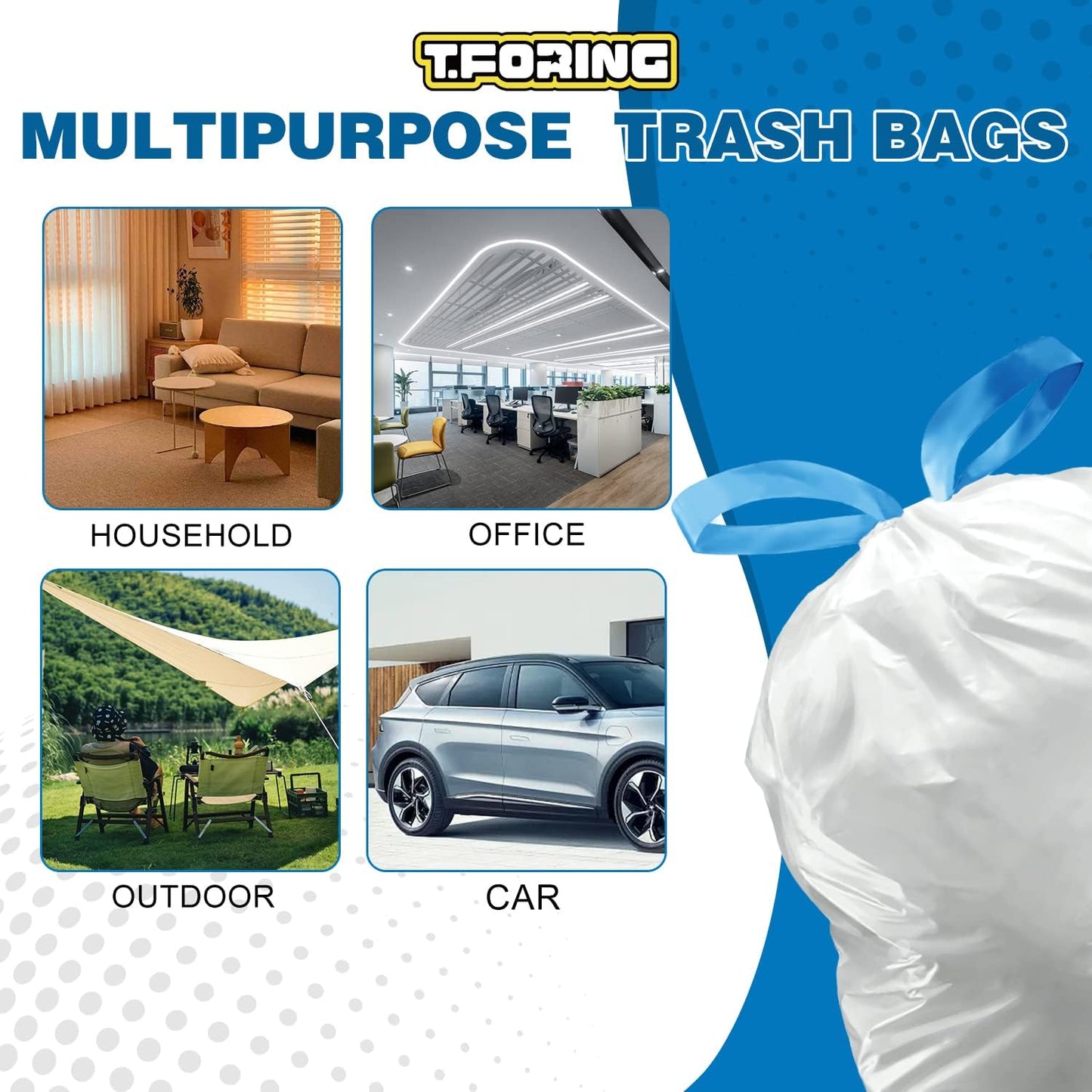 6 Gallon Trash Bags Drawstring 1.1 Mil - 120 Count Medium Garbage Bags,22.5 Liter Strong Plastic Trash Can Liners Unscented,Thick Waste Basket Bags for Home Bathroom Office Kitchen