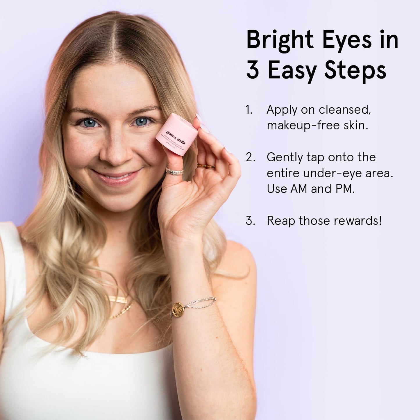 grace & stella Under Eye Cream for Dark Circles - Caffeine Eye Cream Anti Aging for Wrinkles - For Undereye Brightening, Puffiness, Wrinkles and Bags - Made in USA, Vegan (0.46 oz/13 g)