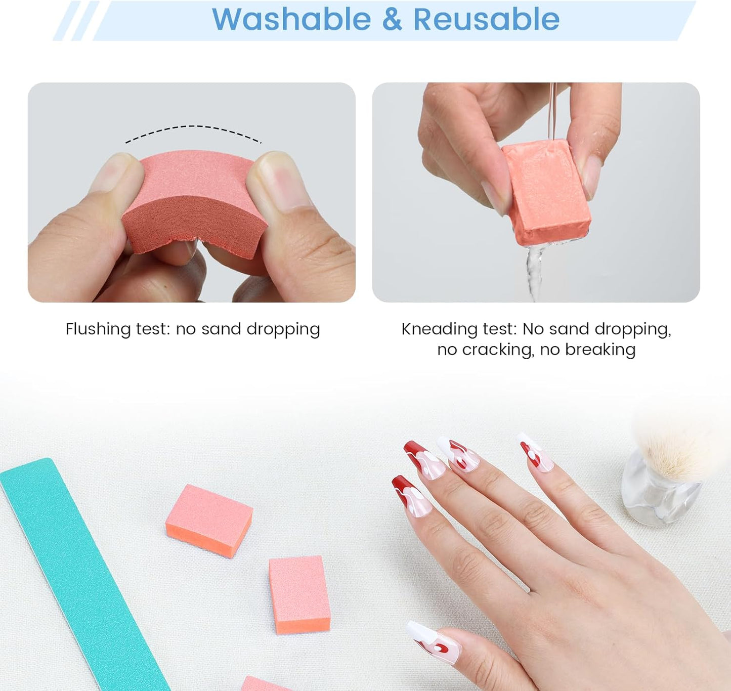 Nail Buffer Block, 100 PCS Mini Buffers, 2 Way Coarse Grit 80/100, 1.3 inch Long, Small Buffing Blocks for Nail Gel Polish, Acrylic & Press-On Nails Prep, Pedicure & Manicure, Orange