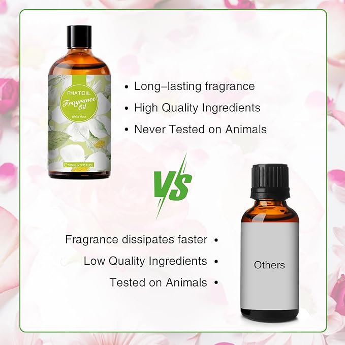 3.38FL.OZ White Musk Fragrance Oils for Aromatherapy, Essential Oils for Diffusers for Home, Perfect for Diffuser, DIY Candle and Soap Making, DIY Scented Products - 100ml