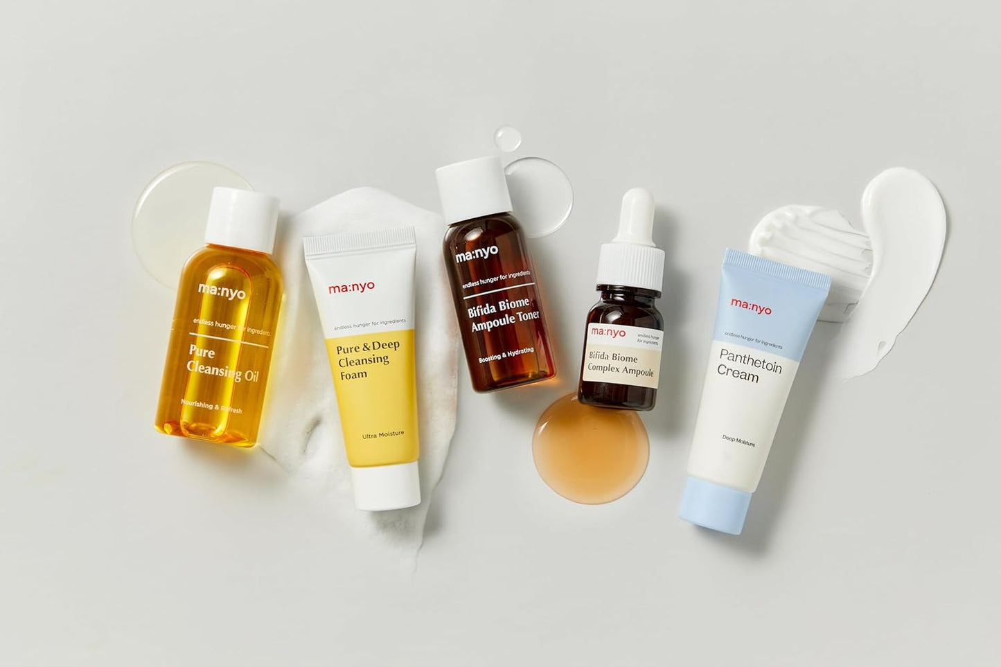 MA:NYO Best Sellers Kit | Travel size Trial & Gift Set | Pure Cleansing Oil, Pure Cleansing Foam, Bifida Biome Ampoule, Bifida Biome Toner, Panthetoin Cream | Korean Skin Care, Skin Repair Solution