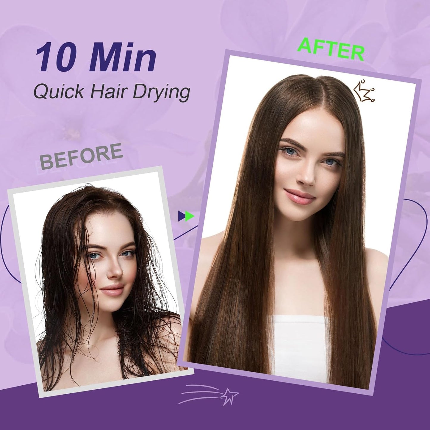 Hair Dryer Brush Blow Dry Brush in One, 2 Inch Oval Shape Hot Air Brush, Travel Hair Tools/Volumizer/Straightener/Curler, European Blow Dry Brush with Universal Adapter