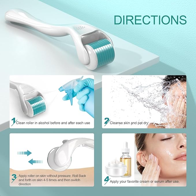 Derma Roller Beard Roller Microneedling Micro Needles Skin Face Roller 540 Stainless Steel for Hair Beard Facial Skin Face 540 Home Use with Storage Case