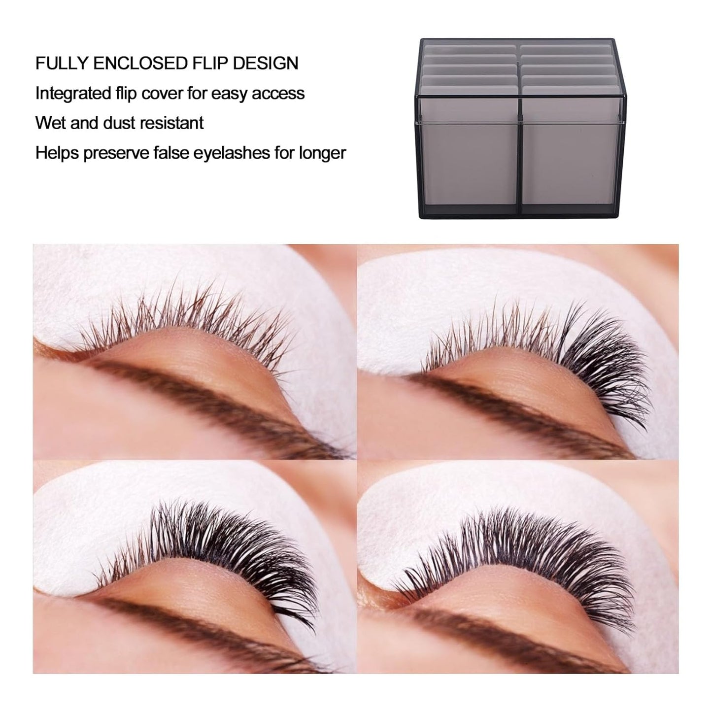10 Layers Acrylic Eyelash Storage Box with Magnetic Bottom Extension Grafting Tool False Eyelashes Glue Pallet Holder (Tea Transparent)