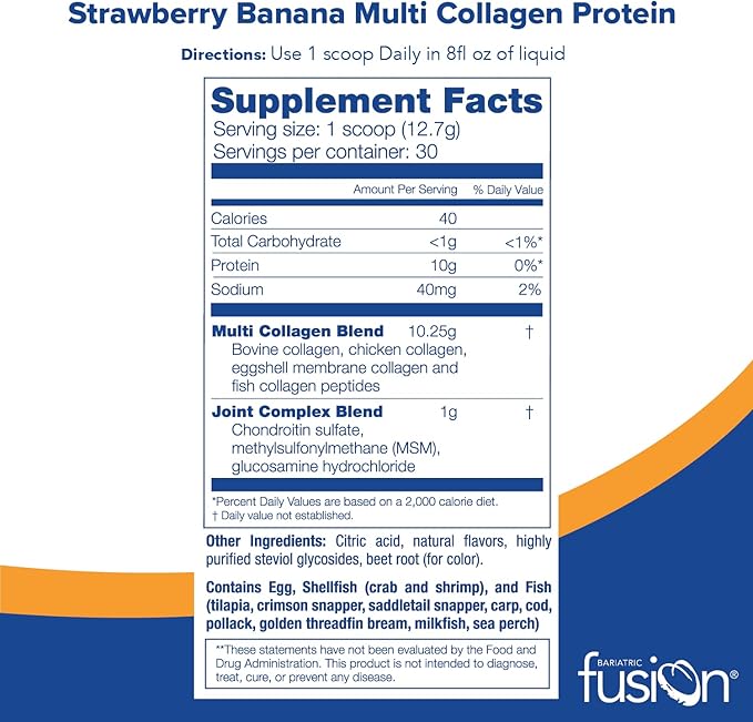 Bariatric Fusion Strawberry Banana Multi Collagen 30 Servings