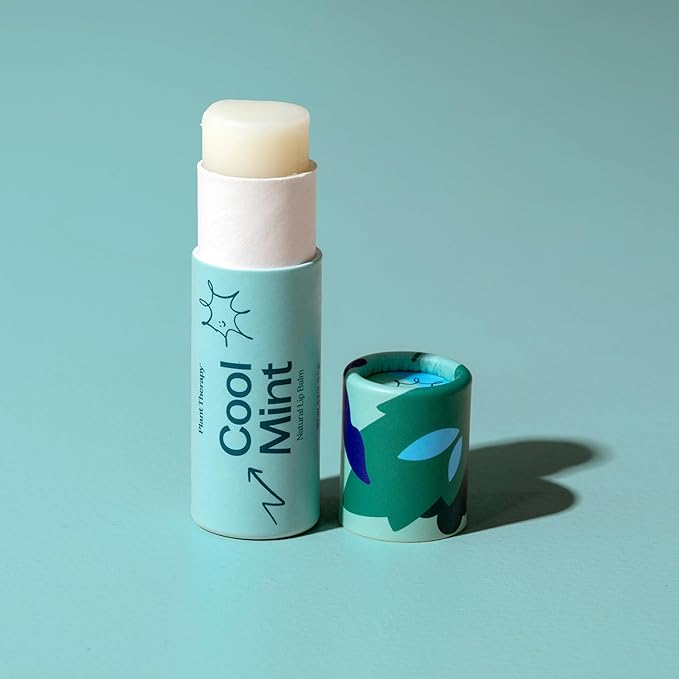 Plant Therapy Cool Mint Natural Lip Balm 0.3 oz (8.5 g) Simple, Natural Ingredients & Packaged in Eco-Friendly Recyclable Cardboard