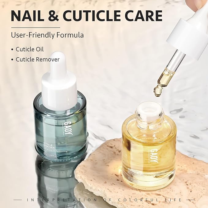 GAOY Cuticle Care Kit - Cuticle Oil and Cuticle Remover, 20ml 2 Pcs Cuticle Nourishes and Softener, Promotes Nail Growth and Strength