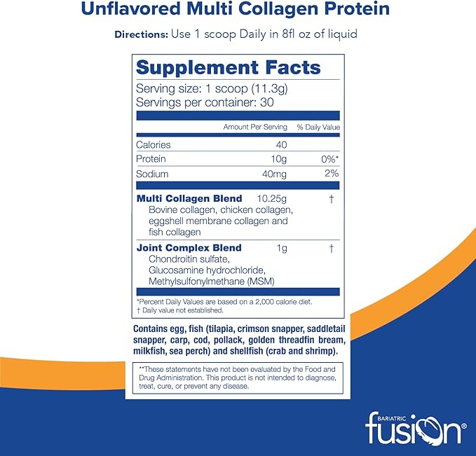 Bariatric Fusion Unflavored Multi Collagen Protein Powder 2 | 30 Servings