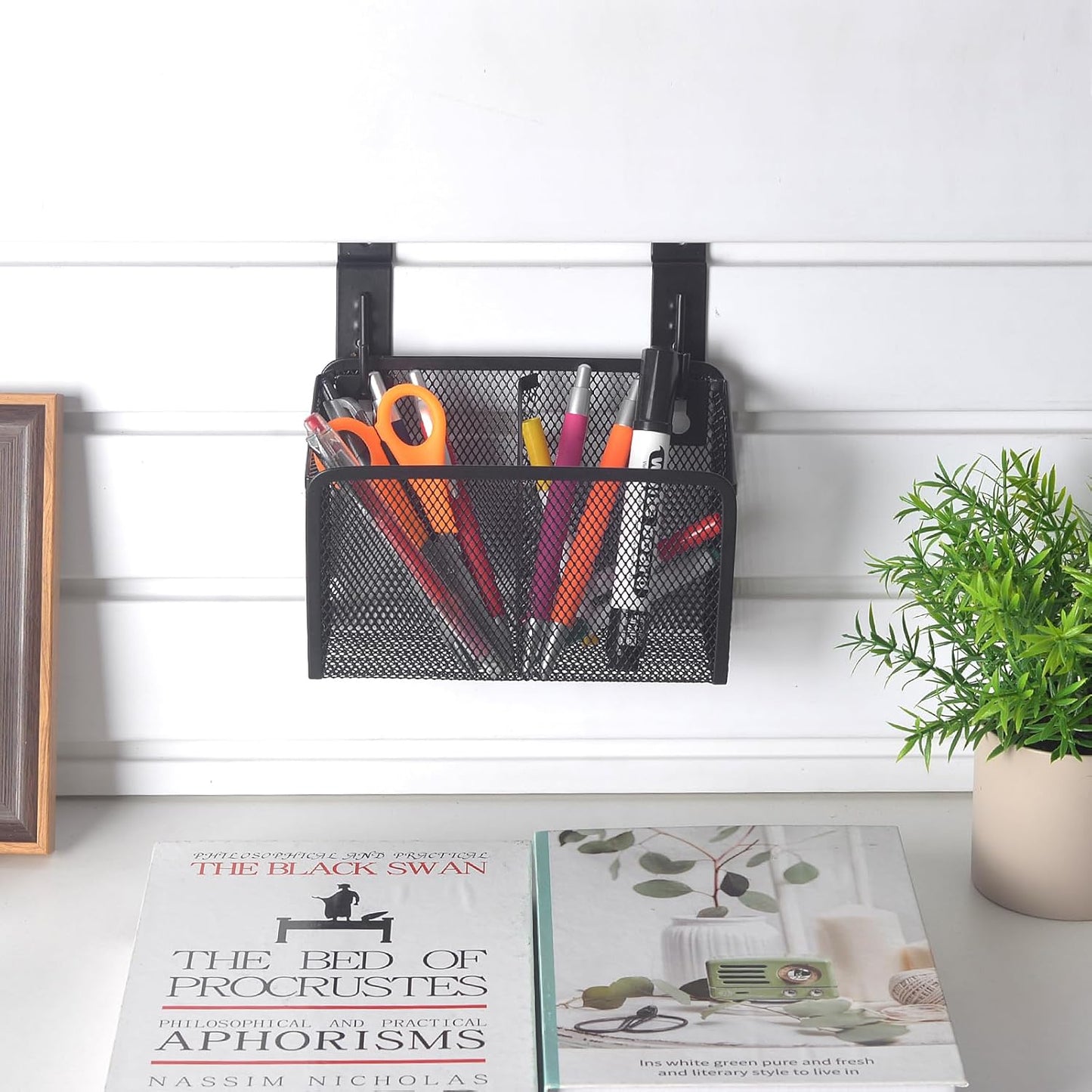 Wall Hanging Pencil Holder With Slatwall J Hooks Slatwall Pencil Cup Wall Mounted Pen Holder Wall Marker Holder Metal Pencil Holder For Paintbrushes Pegboard Classroom Home