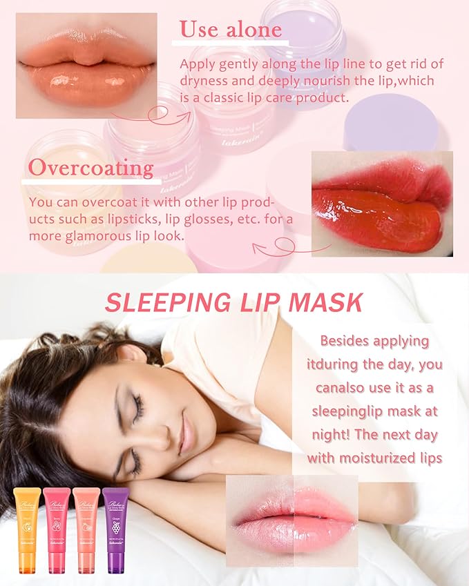 Lip Glowy Balm & Lip Sleeping Mask,Hydrating Repair Sleeping Lip Mask,Glossy Tinted Lip Balm,Smooth Cracked Chapped Dry Lip,Lip Care Therapy Treatment,Women's Day Makeup Gift for Women-01Peach