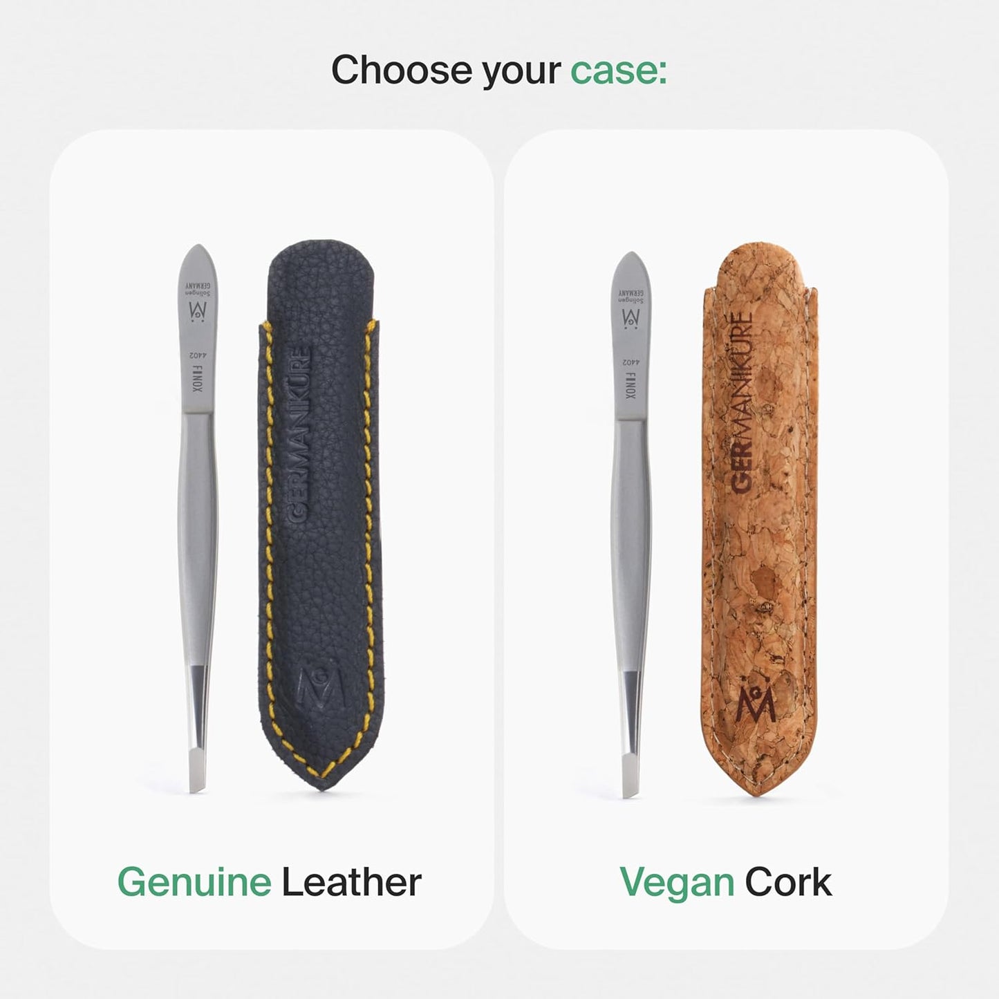 GERMANIKURE Slanted Tweezers in Leather Case - Made in Solingen Germany