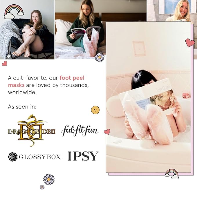 grace & stella Award-Winning Foot Peeling Mask - Foot Peel Masks with Aloe Vera- Moisturizing Foot Masks That Remove Dead Skin, Exfoliating Foot Mask for Dry Cracked Feet (4 Pairs, Unscented)