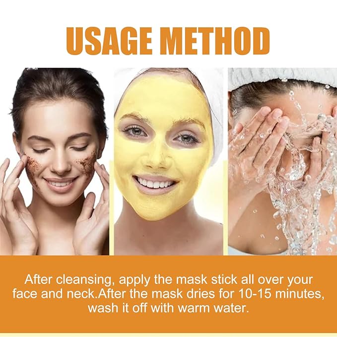 Turmeric Vitamin C Clay Mask Stick, Turmeric Clay Stick Mask with Vitamin C for Deep Clean Pore, Oil Control, Acne Blackhead Remover, Shrink Pores, Moisturize Skin and Balance Water and Oil