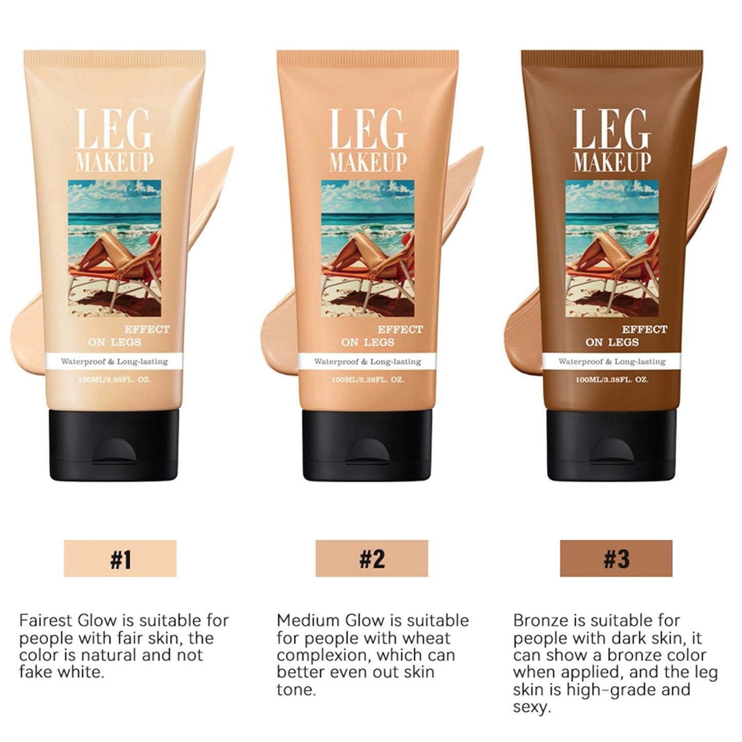Legs Makeup Waterproof with Brush - No Transfer Body Concealer for Varicose Veins Appearance, Tattoo & Scar Cover Up for All Skin Tones, Waterproof (Fairest)