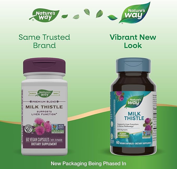 Nature's Way Milk Thistle, Supports Liver 175 mg 80% Silymarin 60 Capsules