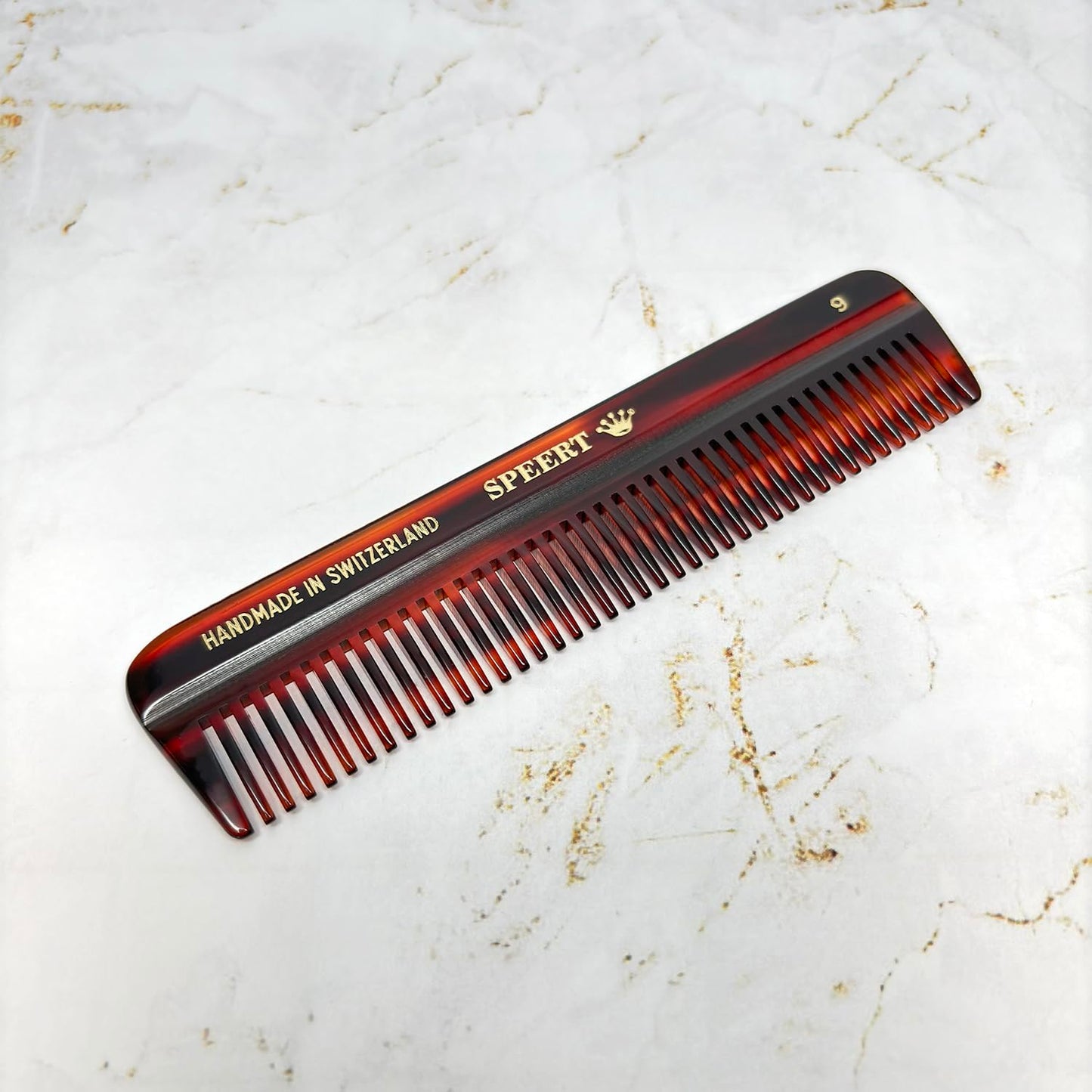 #9 Handmade Wide Tooth Comb Tortoise Havana Acetate Thick Coarse Curly Detangling Parting Grooming Teasing Hair Styling Hairdresser Barber Hairdressing Wet Dry Pocket Travel Women Men Kids