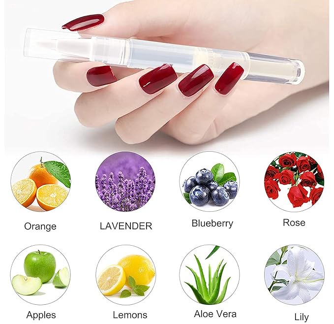 8PCS Cuticle Oil Pens,Cuticle Revitalizer Oil Pen with Soft Brush,Cuticle Oil Bulk for Nails Moist and Treatment,Nail Oil Manicure Repair The Cuticle,8 Kinds of Fruity Smell