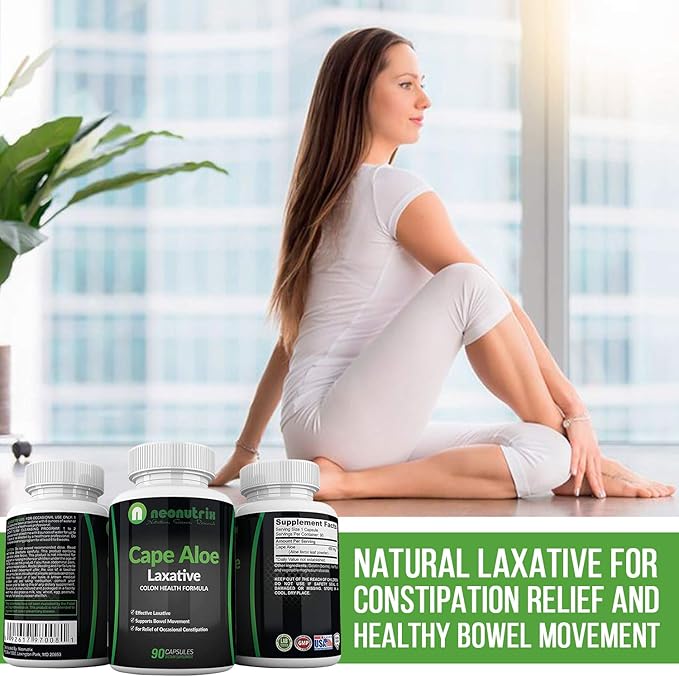 Cape Aloe Natural Laxatives for Constipation Relief- Promotes Healthy Bowel Movement- Supplement for Men & Women - Herbal Detox - 90 Capsules - Made in The USA by Neonutrix