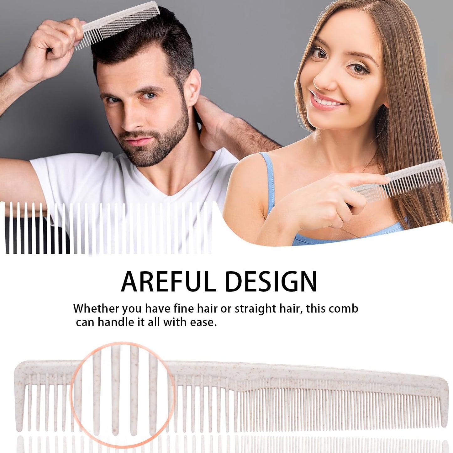 Hair Combs Bulk, Disposable Wheat Straw Combs Individually Wrapped Combs for Hotel, Travel, Airbnb, Charity, Church, Homeless (Pack of 100)
