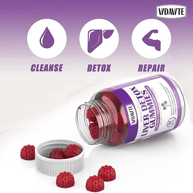 Liver Cleanse Detox & Repair Gummies 1500mg Silymarin 20+ Herbs (60 Vegan