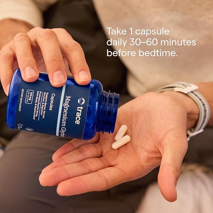 Trace Minerals Magnesium Glycinate 120mg - Bone Strength & Muscle Support - Magnesium Supplement to Aid Healthy Sleep Patterns & Relaxation - Support Nerve Function - 180 Capsules (180 Servings)