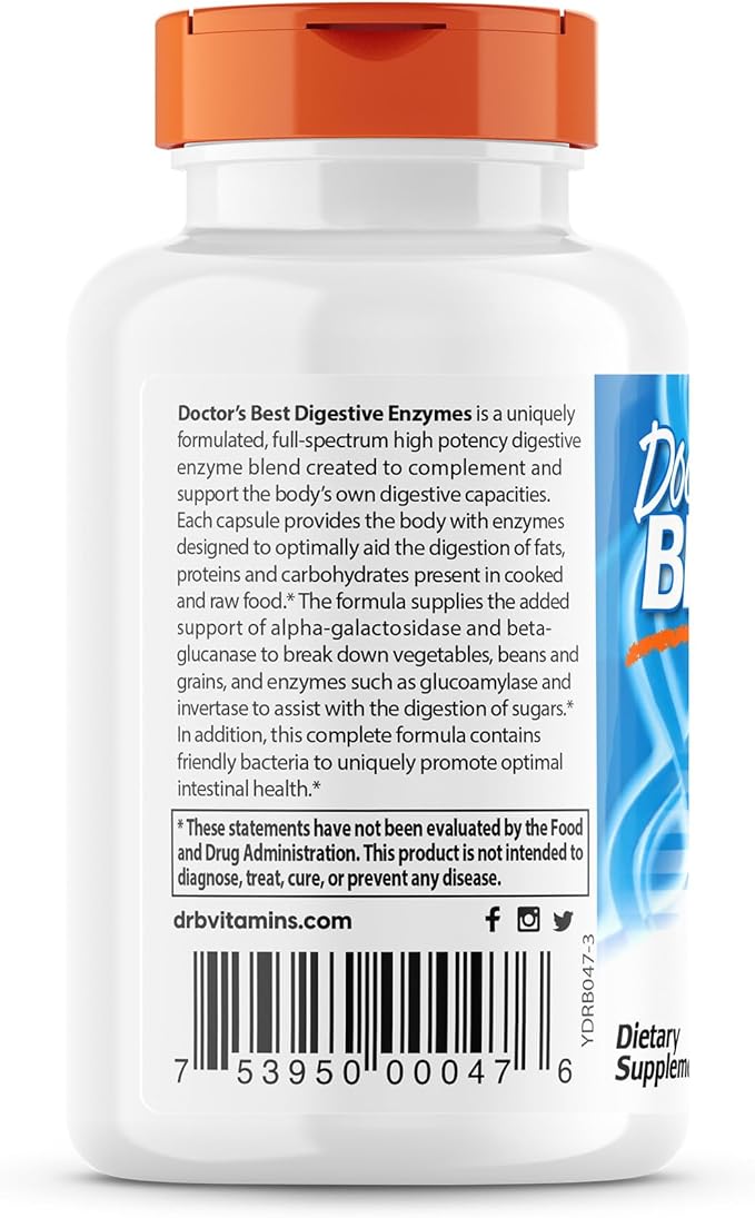 Doctor's Best Digestive Enzymes, Support Healthy Digestion, Optimal Intestinal Health, Non-GMO, Vegetarian 90VC