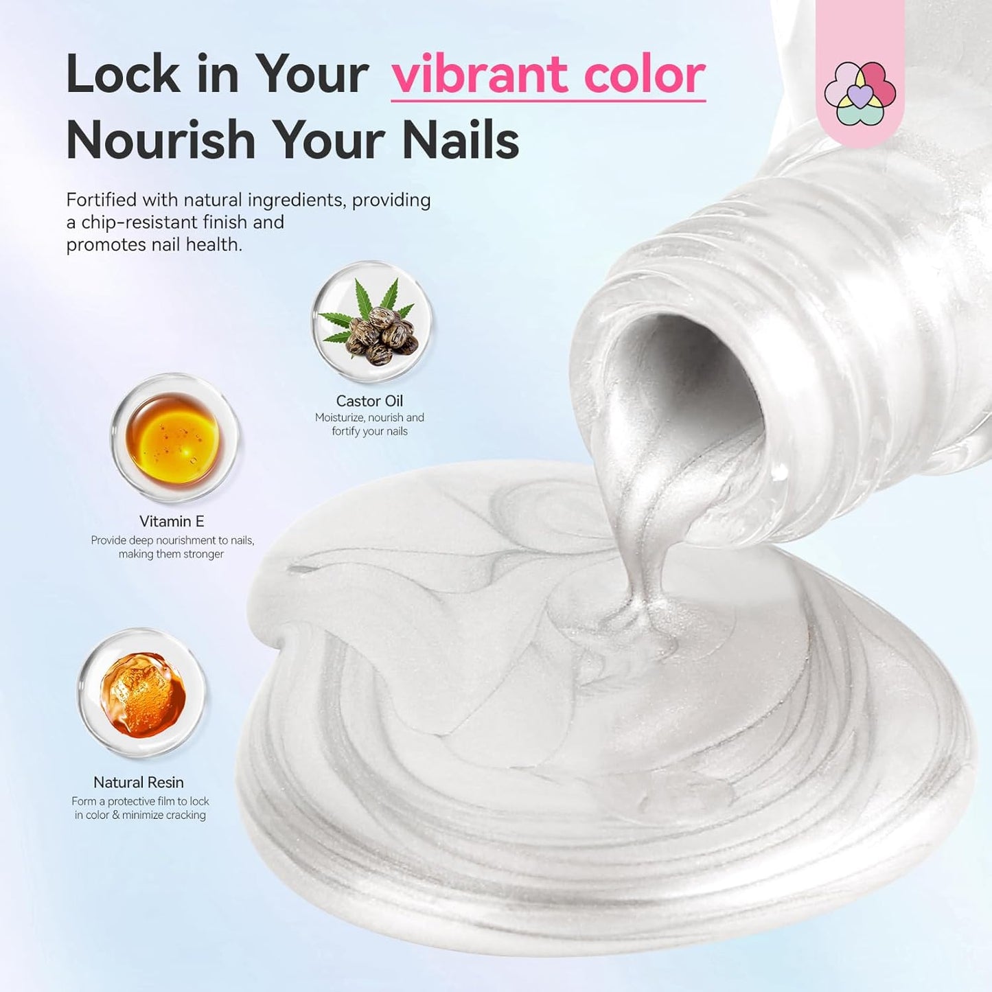 SAVILAND Color Artistry Pearl White Nail Polish - 7 Days Shimmer Aurora Finish Fingernail Polish, Ultra Quick -Dry & Long-Lasting Glossy Toe Nail Lacquer for Salon Manicures & Pedicures DIY Nail Art