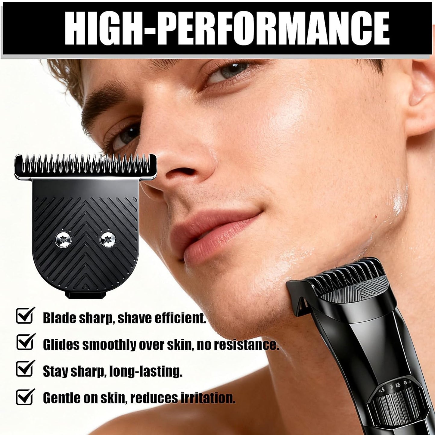 Premium Stainless Steel T Blade Replacement for MANSCAPED The Beard Hedger Replacement SkinSafe Trimmer Blade for Precision Facial Hair Trimming (Black-2)