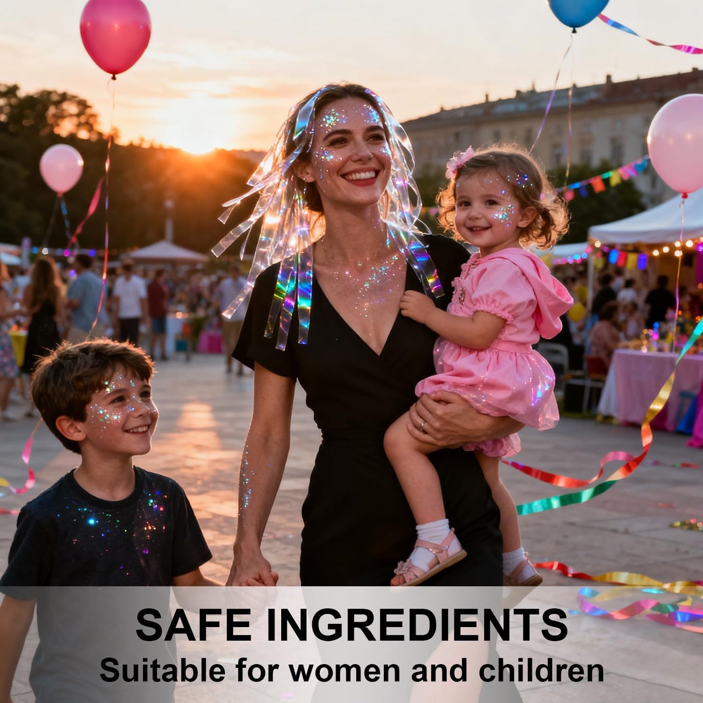 Face Body Glitter Set for Women and Kids, White Silver Pink Holographic Mermaid Sequins Chunky Glitter Makeup for Festival Rave Outfits Accessories, Sport, Wedding Season, Valentine's Day