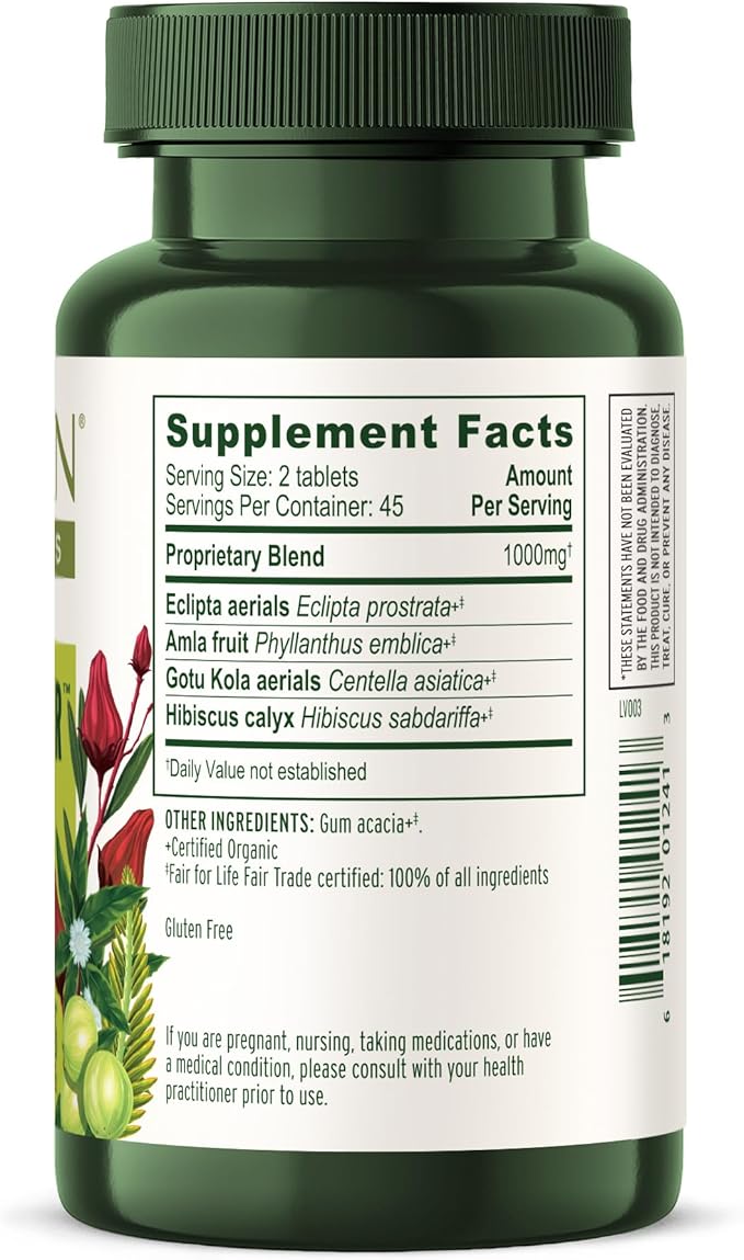 Banyan Botanicals Healthy Hair Tablets – Organic Hair Supplement with Amla & Bhringaraj – Ayurvedic Hair Care for Healthy, Thick & Lustrous Hair* – 90 Tablets – Non GMO Sustainably Sourced Vegan