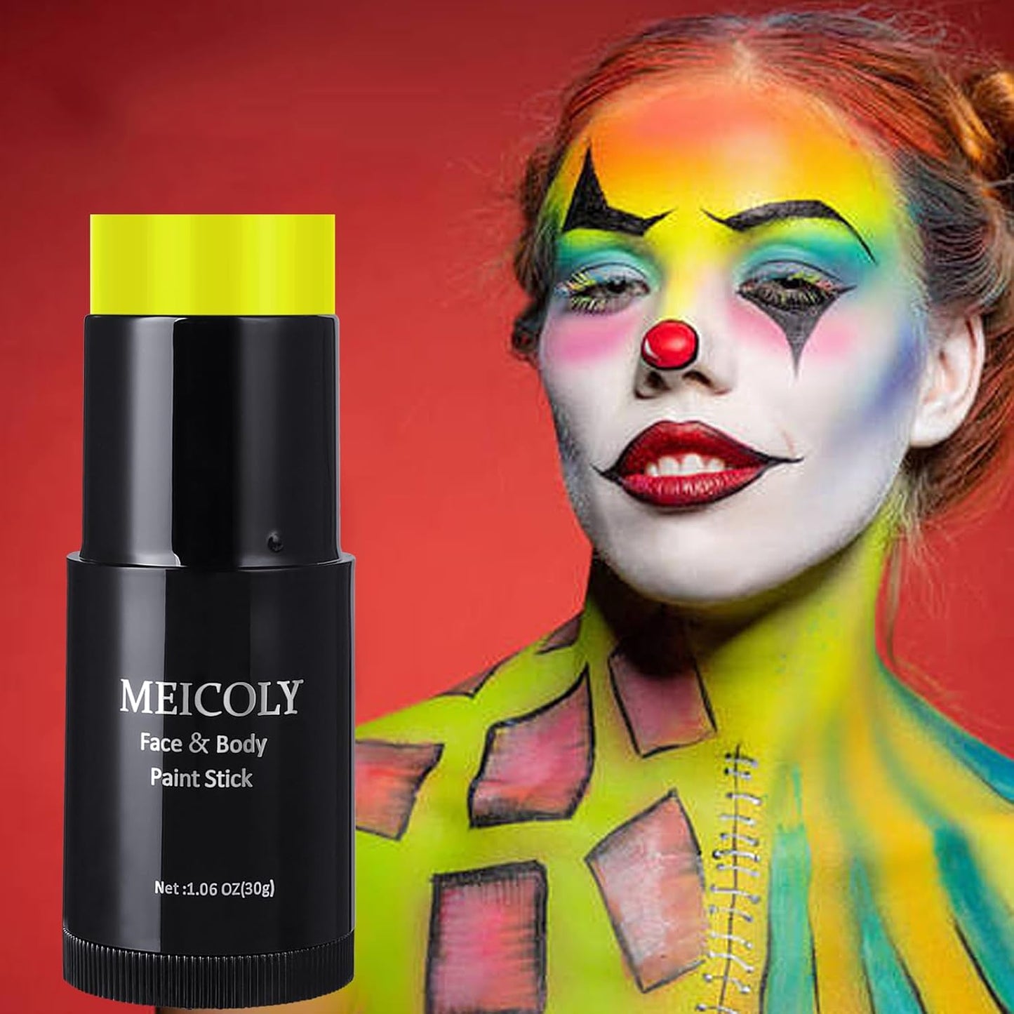MEICOLY Ogre Green Face Body Paint Stick,Elphaba Face Paint Makeup,Cream Face Paint for Disgust Goblin Demon Halloween SFX Special Effects Cosplay Makeup,Waterproof Eye Black Stick