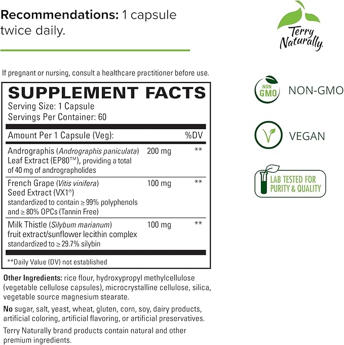 Terry Naturally Healthy Liver 60 Capsules EP80 & VX1 - 60 Servings