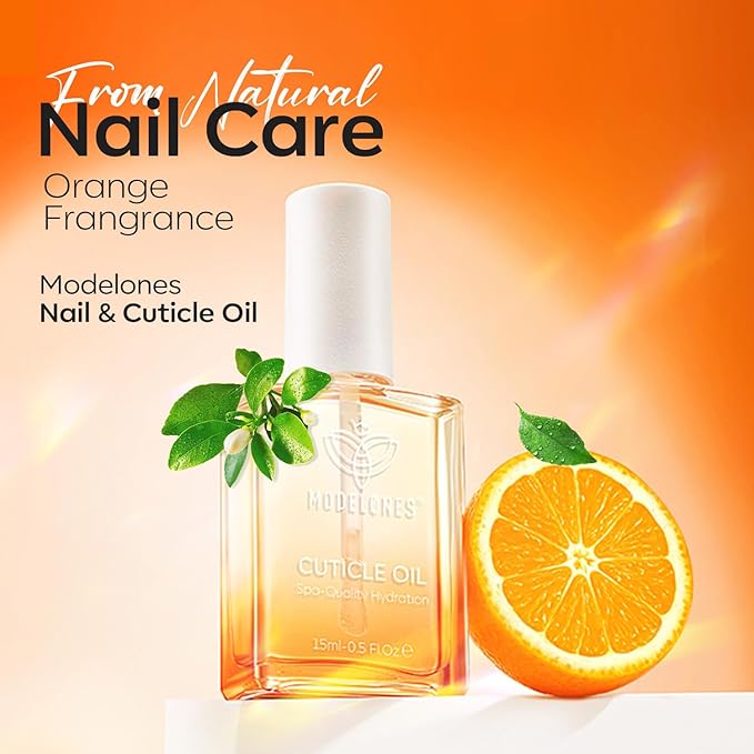 modelones Cuticle Oil for Nails Orange Nail Oil for Growth and Strength Nail Growth Oil Cuticle Care Quick Dry Nail Care Moisturize and Strengthen Damaged Nails 15ml 0.5Fl Oz