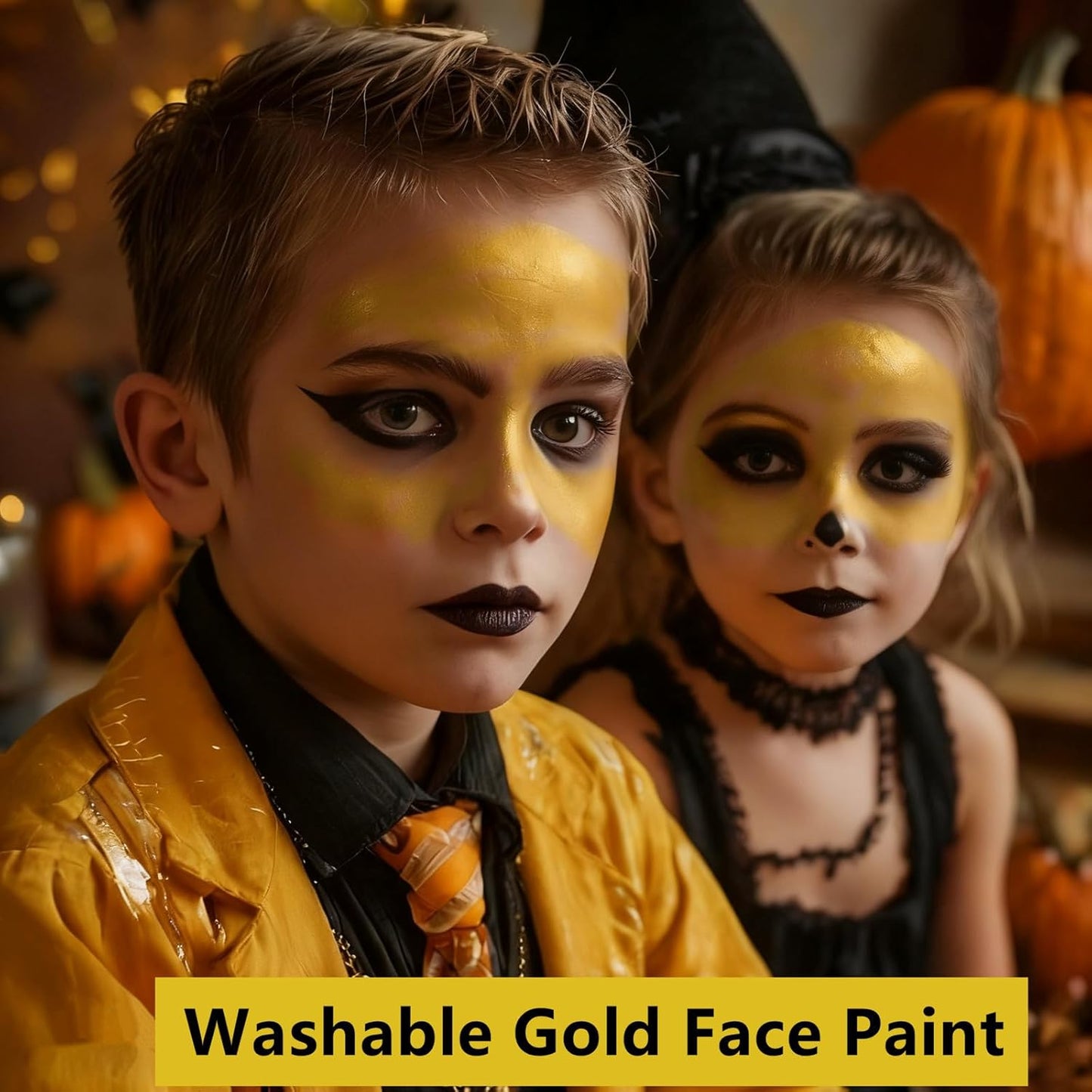 Go Ho Metallic Gold Face Body Paint Stick,Washable Face Paint Gold Eye Black,Non-toxic Cream Body Paint for Halloween Costumes Cosplay SFX Makeup